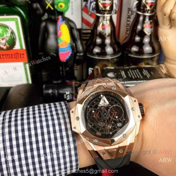 New Hublot Big Bang SANG BLEU II Watches Rose Gold Black Bezel 1