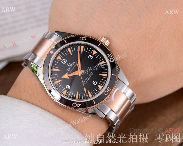 Omega Seamaster 300 Spectre Watch Replica 2-Tone Blue Ceramic 1