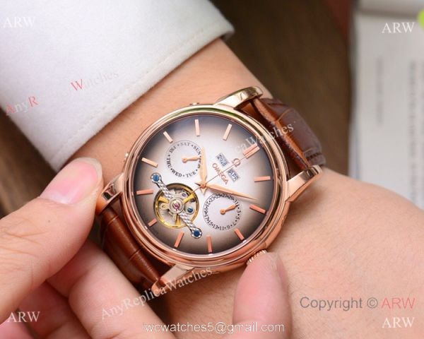 Buy Replica Omega Grand Complications Watches SS Brown Leather Strap 1