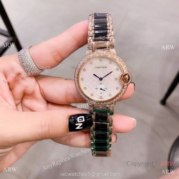 Cartier Ballon Bleu de 36mm Quartz Watch Black Ceramic Silver 1