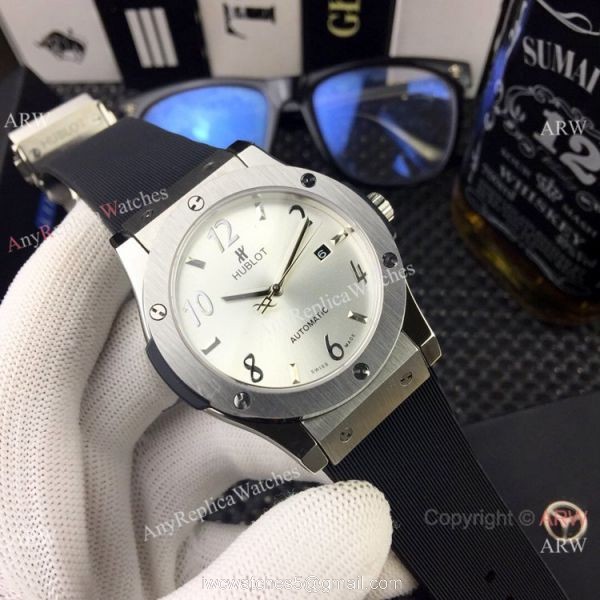 Clone Hublot Classic Fusion Automatic Watch SS Black Rubber Band 1