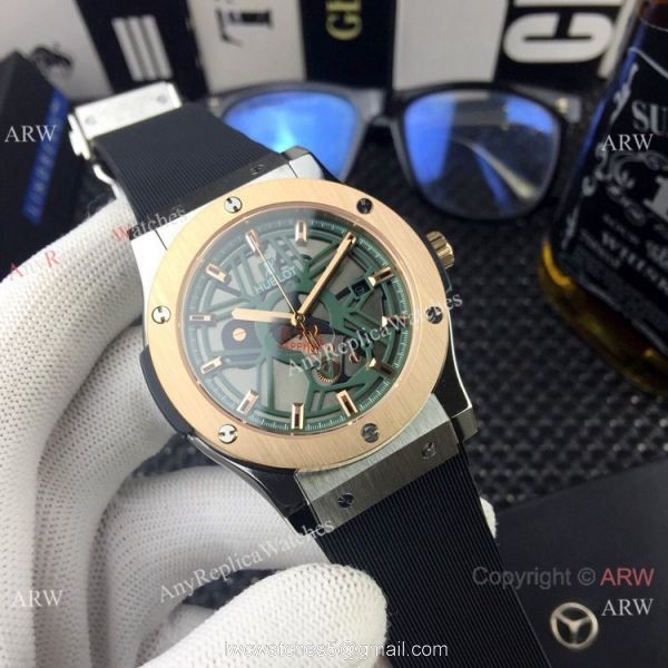 New Style Hublot Classic Fusion Rose Gold Bezel Rubber Strap Watches 1