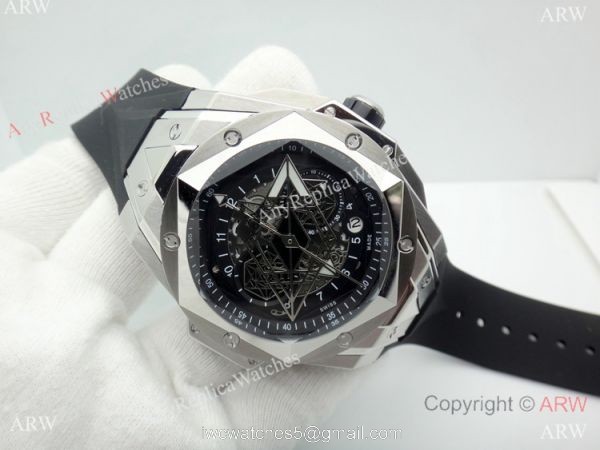 2019 Replica Hublot Big Bang Sang Bleu II Watches Stainless Steel Skeleton Dial 1