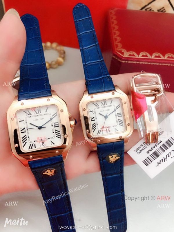 Clone Cartier Santos de Rose Gold Quartz Watch Japan Grade 1