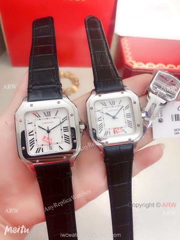Buy Replica Cartier Santos de SS White Roman Dial Watch Quartz 1