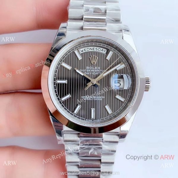 NEW Upgraded Rolex Day Date II 3255 Fluted Bezel Gray Dial Copy Watch V3 1