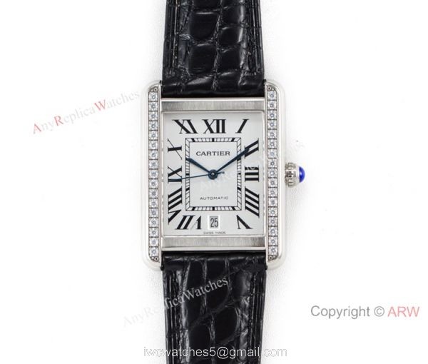 (ER)Swiss replica Cartier Tank Solo Automatic 31mm Watch White Dial Leather Strap 1