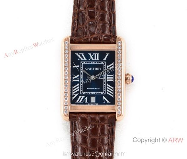 (ER) Cartier Tank Solo W5200027 Rose Gold Black Face Watch Swiss Grade 1 1
