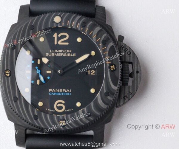 1:1 Best Edition Swiss Panerai Luminor 1950 Submersible Carbon Watch VS Factory 1
