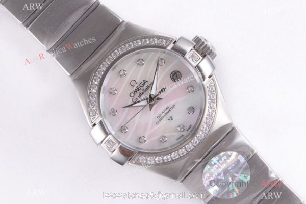 Swiss Copy Omega Constellation SS Mother of Pearl Dial Watch 27mm Ladies 1
