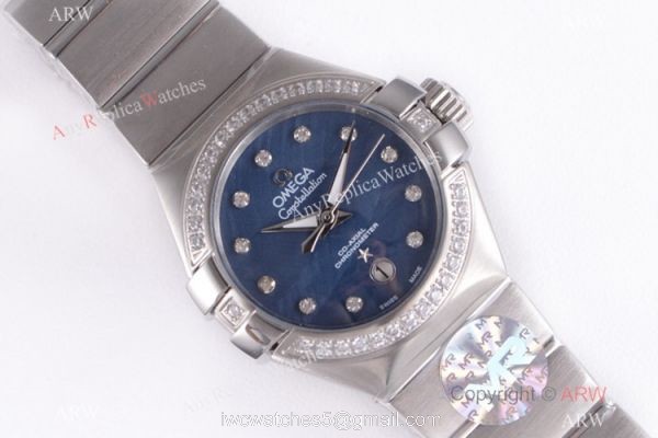 Swiss Grade Omega Constellation 27mm Watch Diamond Bezel Blue MOP Face 1