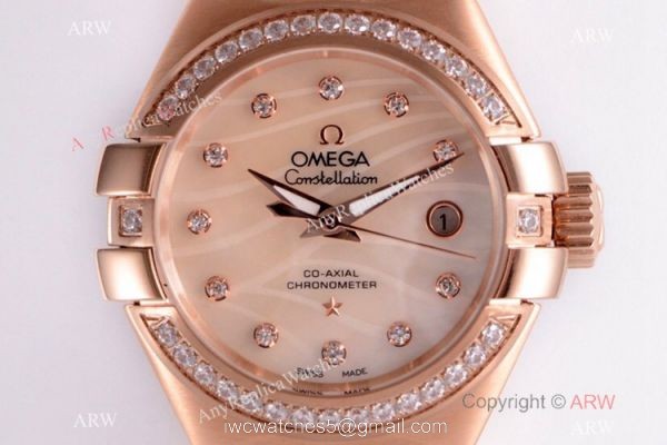 Swiss Copy Omega Constellation Rose Gold 27mm lady Watch 8521 Movement 1