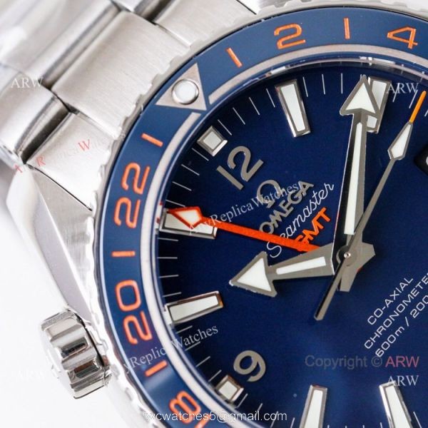 (VS)1:1 Best Omega Seamaster Super Clone watch Planet Ocean GMT Blue Dial Stainless Steel 1