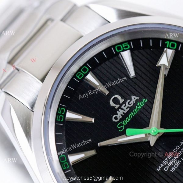 Swiss Replica Omega Seamaster Aqua Terra 150m VS Factory 8500 Watch Black Dial Green hand 1
