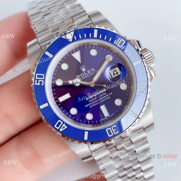 (EW) Swiss Grade Rolex Submariner EW Factory 3135 SS Blue Ceramic Jubilee Band Watch 1