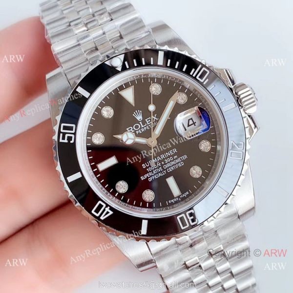 (EW) Best Replica Rolex Submariner EW Factory 3135 Watch Diamond Markers Jubilee Strap 1