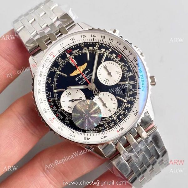 JF Factory Breitling Navitimer 01 Chronograph Copy Watch Stainless Steel Black Dial 1