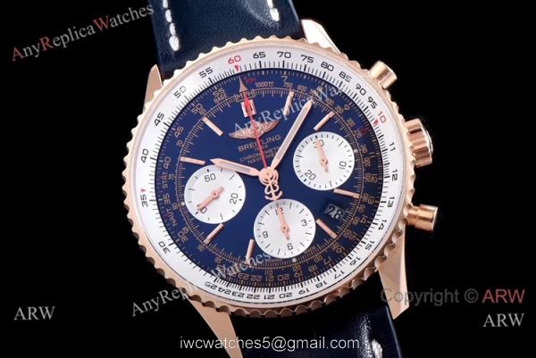 JF Factory Breitling Navitimer 01 Rose Gold Blue Face Watch Super Clone 1