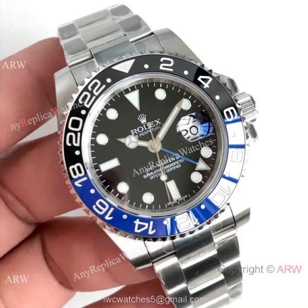 Swiss 2836 Movement Rolex Batman GMT-Master 2 Stainless Steel Replica Watch 1