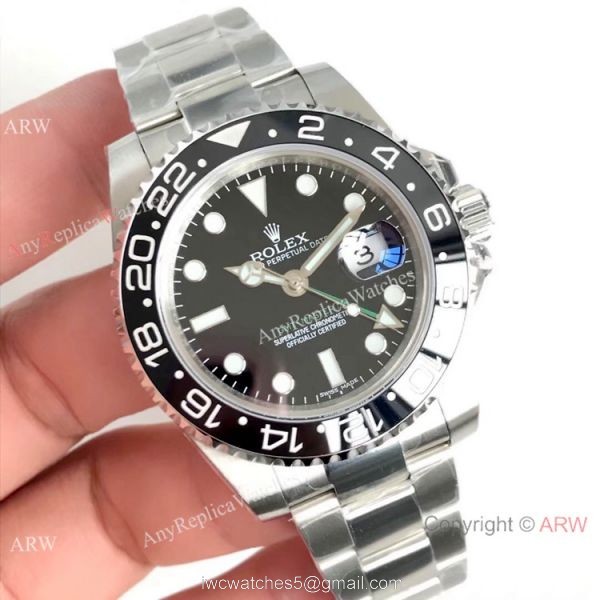 (EW) Swiss Copy Rolex GMT Master II 116710LN Watch Stainless Steel Black Ceramic 40mm 1