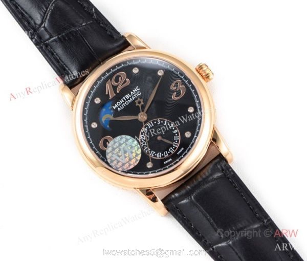 2019 New Replica Montblanc Star Legacy Moon Phase Rose Gold Watch Swiss 9015 1