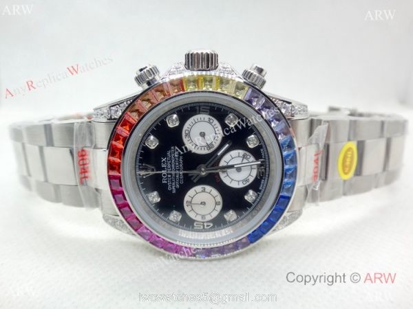 Rolex Daytona Rainbow Replica Watch Stainless Steel Chronograph 40mm 1