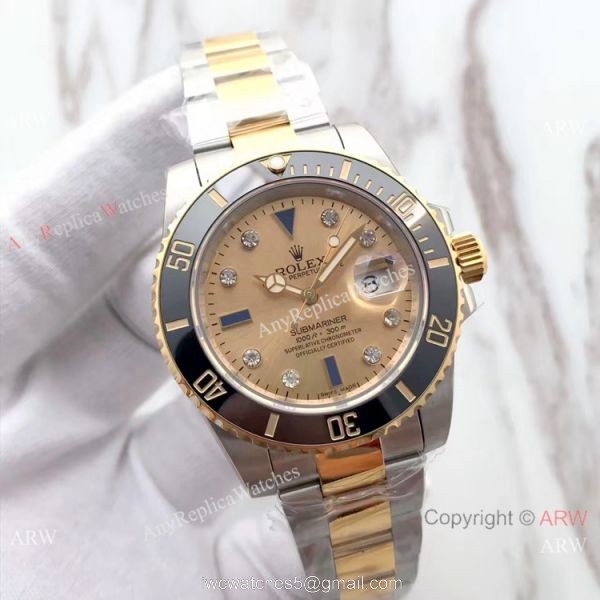 Swiss Copy Rolex Submariner EW Factory Swiss 3135 2-Tone Gold Dial Watch 1