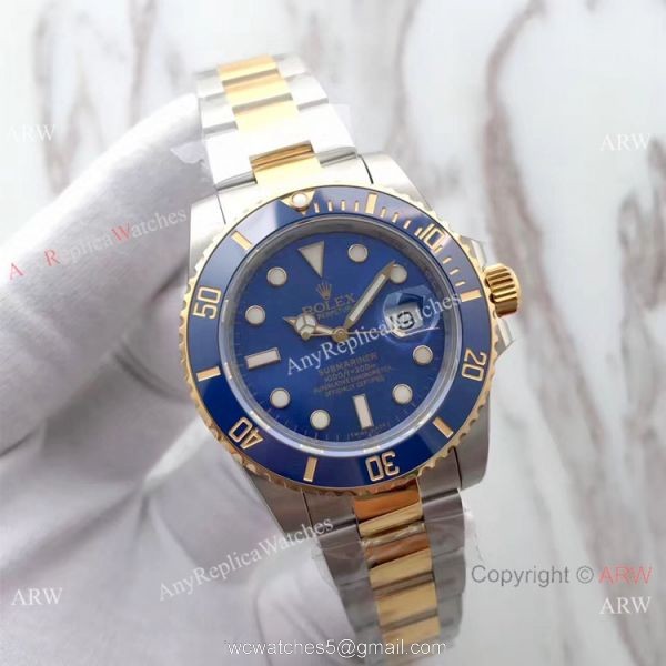 Rolex Submariner EW Factory 3135 Two Tone Blue Ceramic Watch AAA Replica 1