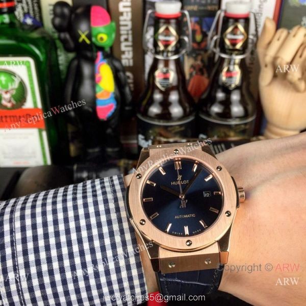 AAA Copy Hublot Classic Fusion 43mm Rose Gold Grey Face Watches 1