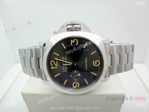 Copy Panerai PAM 674 Luminor Watch Stainless Steel Brown Marker 1