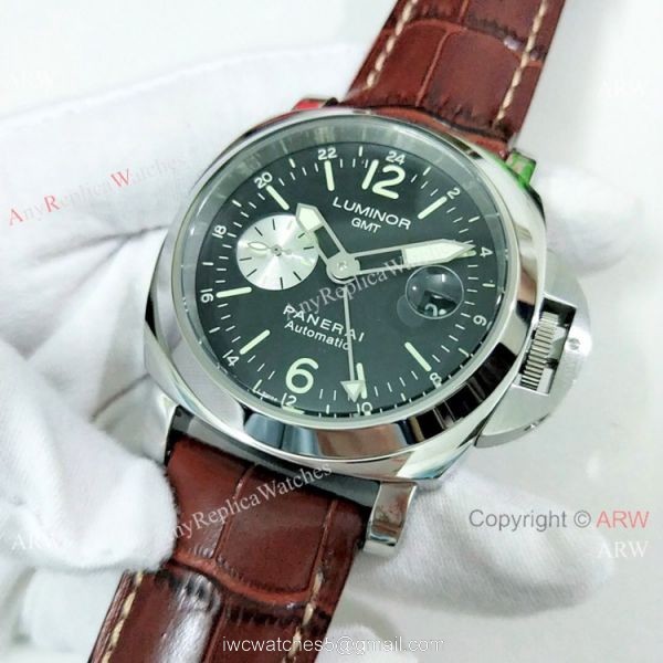Fake Panerai Luminor GMT PAM00088 Watch Ss Brown Leather Band 1