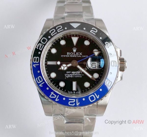 Noob Factory V10 Swiss 3135 Rolex GMT Master II Blue Black Replica Watch 1