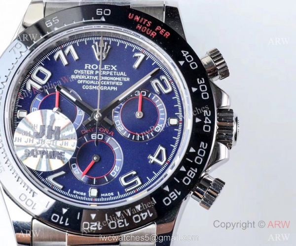 1:1 Best Replica Rolex Daytona Swiss 4130 JH Factory Watch SS Blue or Grey Dial 1