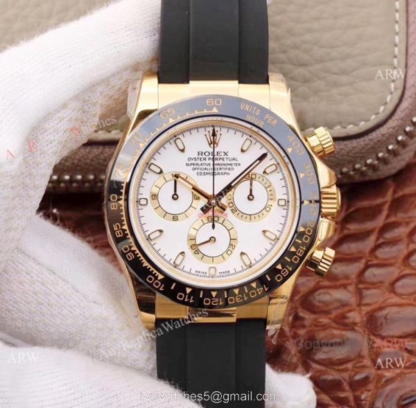 Swiss 4130 JH Factory Rolex Daytona Rubber Band Gray Dial Watch 40mm 1