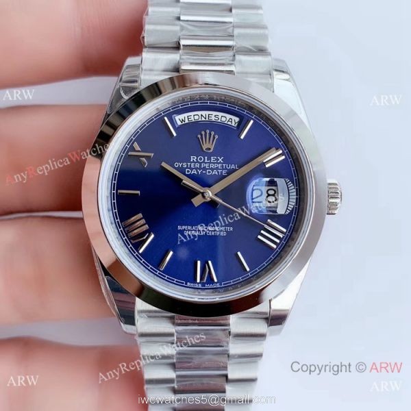 NEW Upgraded Copy Rolex DayDate ii Blue Face Stainless Steel President Watch V3 1