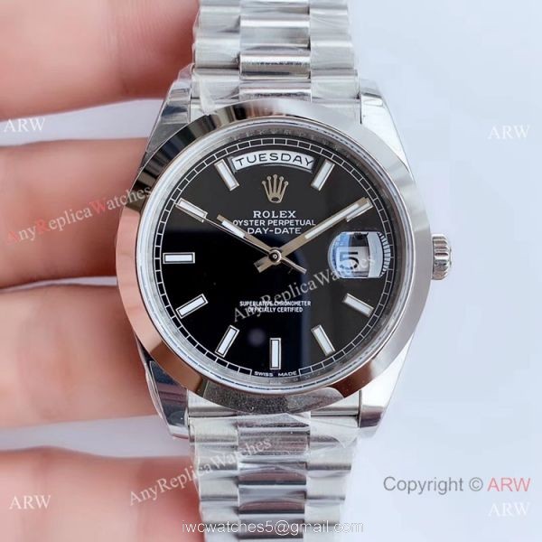 NEW Upgraded Rolex Day Date 2 Black Dial Ss Presidential Watch Swiss 3255 V3 Version 1