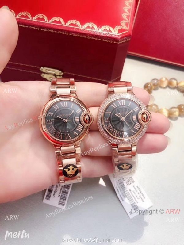 Japan Grade Cartier Ballon Bleu de Rose Gold Men Watch New Black face 1