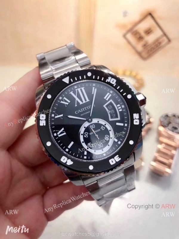 Cartier Calibre De Diver Stainless Steel Black Bezel Watches Buy Imitation Watches from China 1