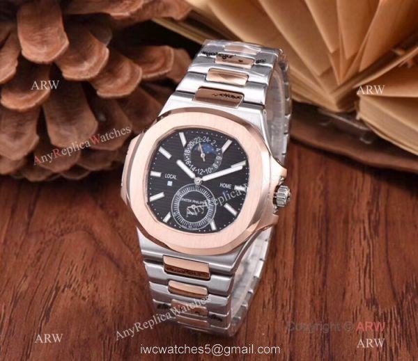 New Patek Philippe Nautilus Moon Phase Watch Stainless Steel Black Dial 1