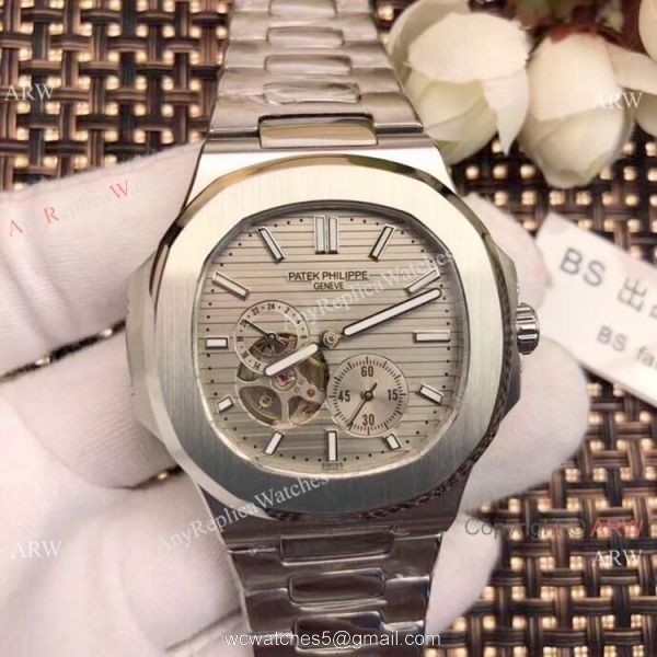 Replica Patek Philippe Tourbillon Nautilus Stainless Steel Watches 42mm 1