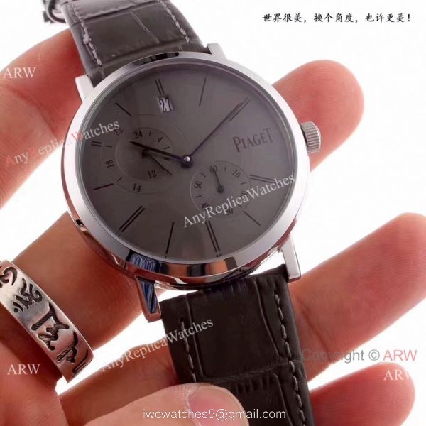 New Piaget Altiplano Automatic Watch Replica SS Black Leather Strap 1