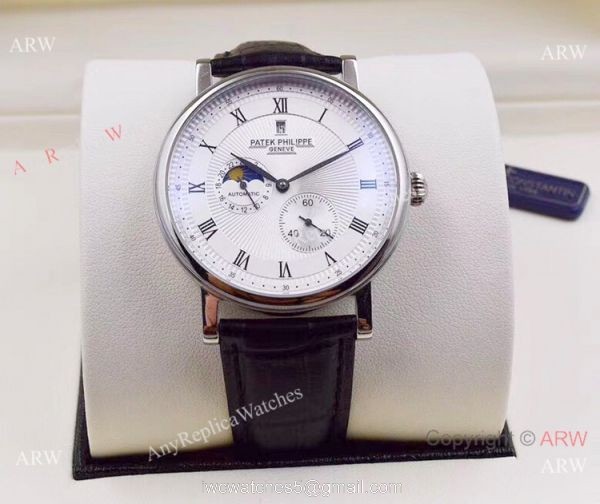 2019 Replica Patek Philippe Moon Phase SS Black Dial Watch 1