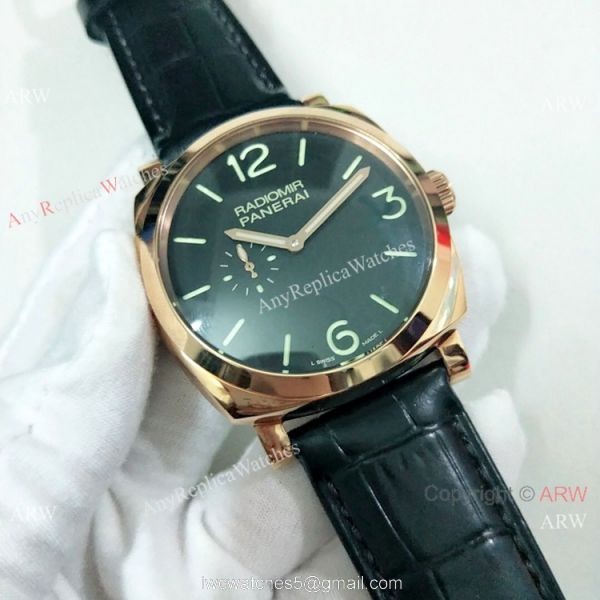 Fake Panerai Radiomir Rose Gold Black Dial 45mm Watch PAM00575 1