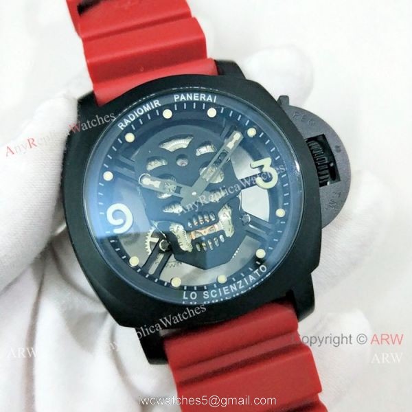 2019 New Panerai Radiomir Lo Scienziato Watch Black Case Skull Face 1