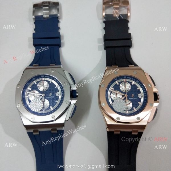 Fake Audemars Piguet Royal Oak Offshore Blue Rubber Strap Watch 44mm 1