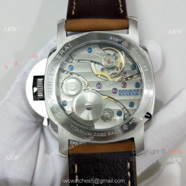Copy Panerai Luminor PAM00127 Watch Black Dial Brown Leather Band 1