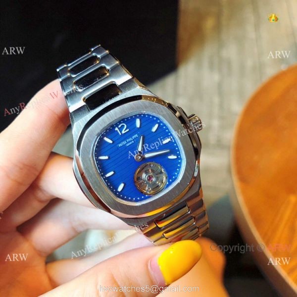 Replica Patek Philippe Nautilus Womens Watch SS Gray Dial Tourbillon 1
