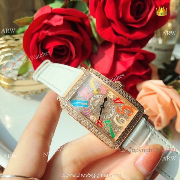 New Fake Franck Muller Long Island Color Dreams 26mm Watch Rose Gold Diamond 1