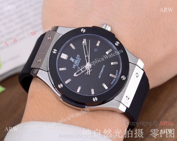 Copy Hublot Classic Fusion 42mm Watch SS Black Bezel 1