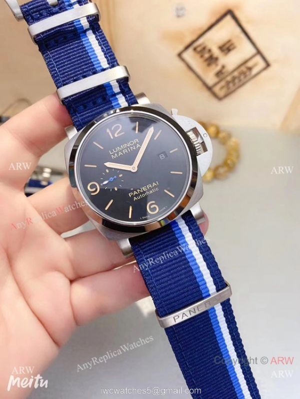 Best Replica Panerai Luminor Marina Black Dial Nato Strap Mens Watch 1